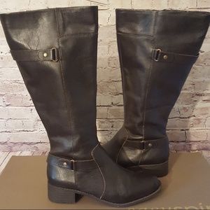 Wide Calf Chocolate Leather Riding Boots Sz7.5 EUC